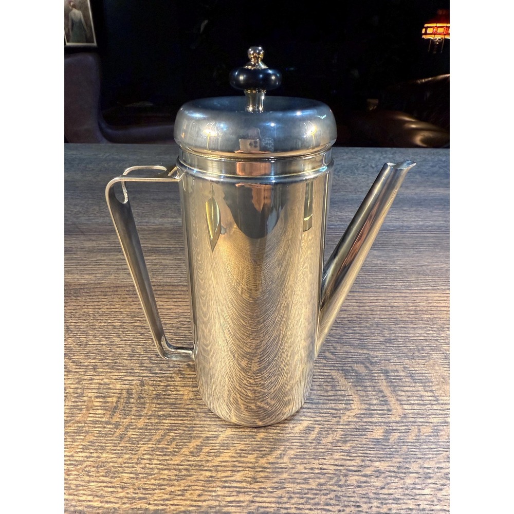1930s Art Deco Silver Plated Coffee Pot: Bakelite & Brass Finial - Picture 7 of 11